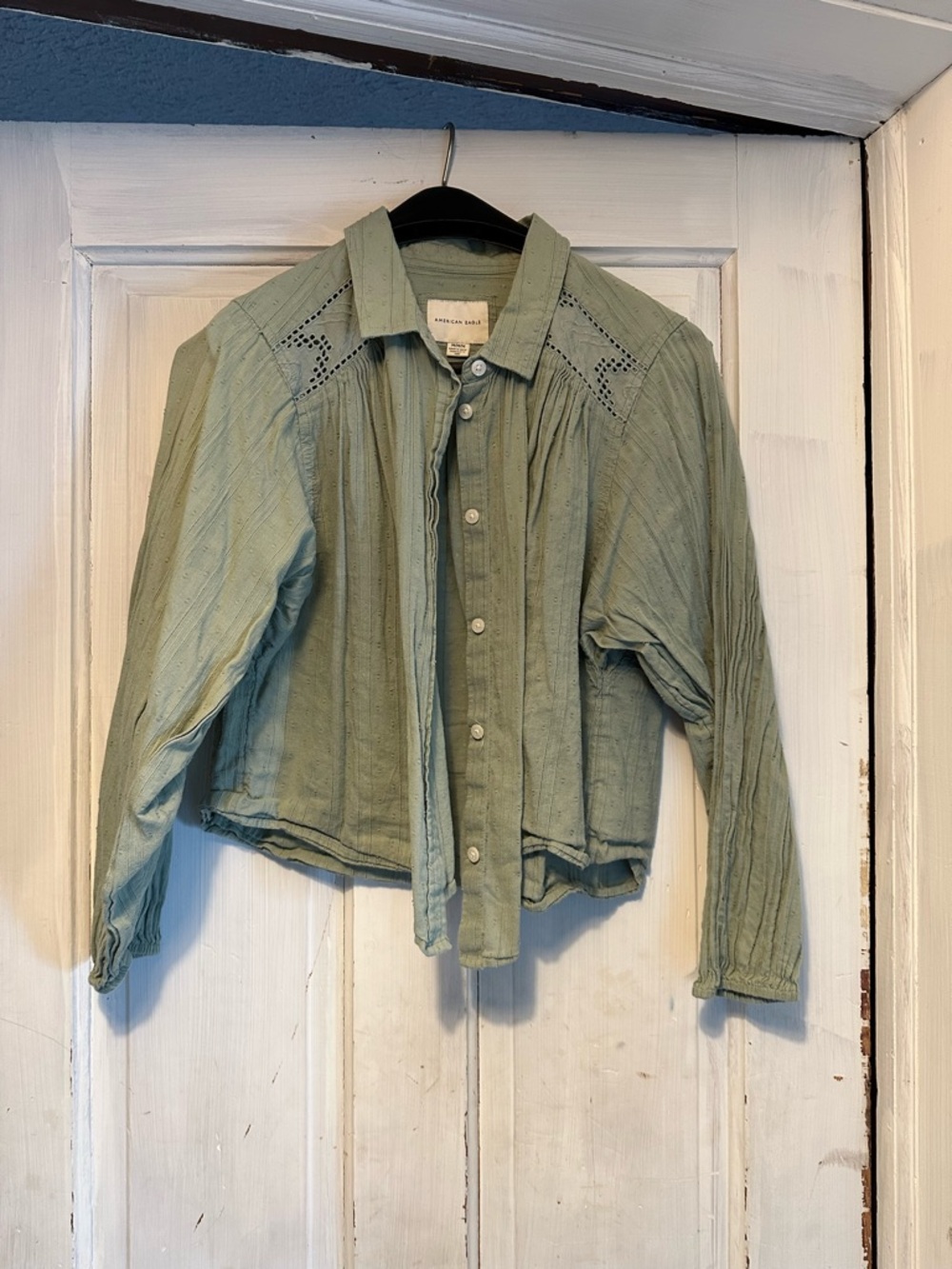 American Eagle Outfitters Sage Green Button-Down Shirt